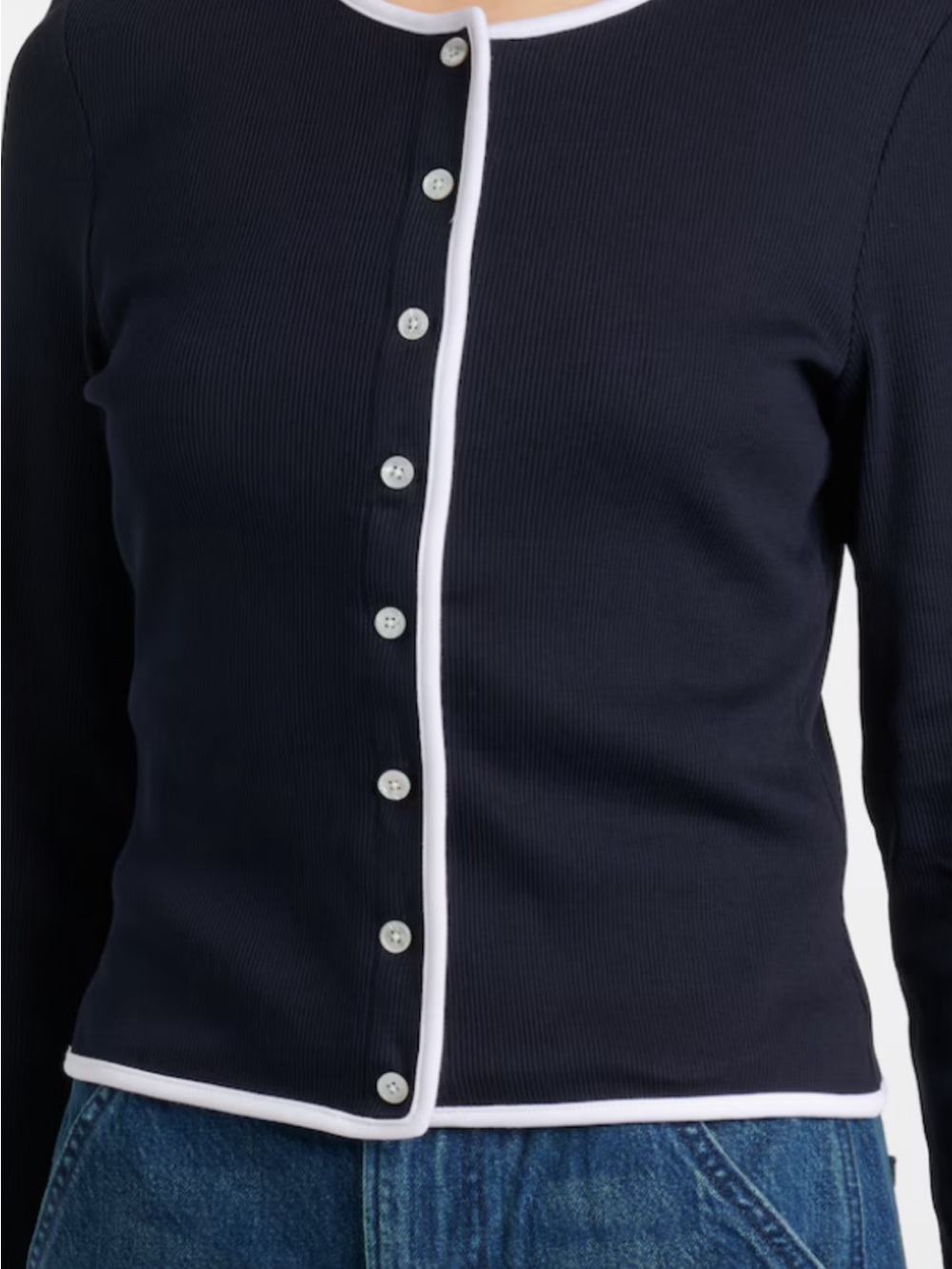 Veronica Beard Navy Cardigan with White Trim size M